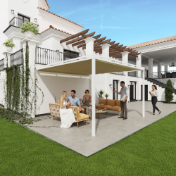 QEEQ.IT - Pergola Bianca Retrattile Addossata