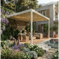QEEQ.IT - Pergola Bianca Retractable Wall-Leaning