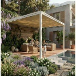 QEEQ.IT - Pergola Bianca Retractable Wall-Leaning